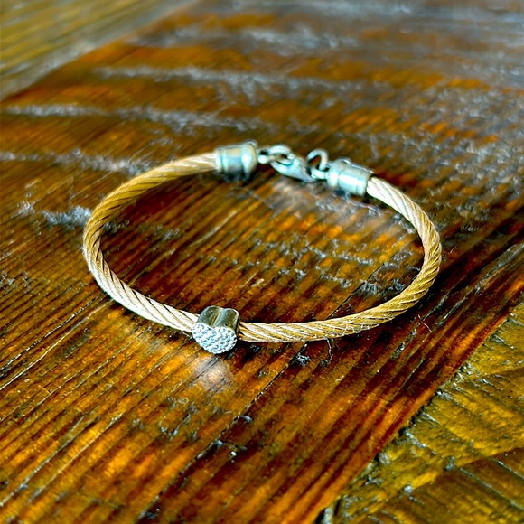 Other - Stainless Steel Girls bangle dipped in 14K Rose Gold / Diamond Heart, EUC.  $100